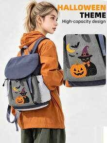 myco bags Unisex Portable Backpack, Halloween Pattern, Durable Polyester, Sturdy Zipper, Adjustable Shoulder Straps, 2D Print, Essential For Outings, Fashionable Student School Bag | Spacious And Convenient, New Back-To-School Bag, Suitable For Commuting, Travel, Casual, College Daily Wear - Multicolor - View 1