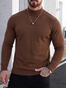 New Men's Casual Versatile Comfortable Minimalist Top - Brown - View 4