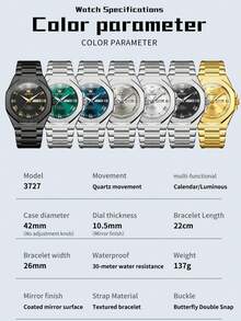 OLEVS 3727 Original Man Watch Stainless Steel Waterproof Luminous Dual Calendar Luxury Brand Roman Scale Quartz Wristwatches Men - One Size - View 12
