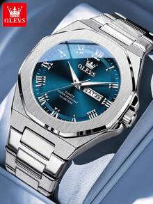 OLEVS 3727 Original Man Watch Stainless Steel Waterproof Luminous Dual Calendar Luxury Brand Roman Scale Quartz Wristwatches Men - One Size - View 13