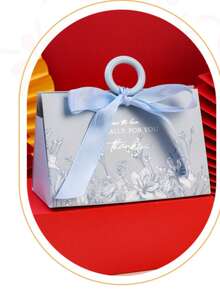 20pcs Luxury Floral Handheld Wedding Candy Boxes, Plastic Ring + Satin Bow Pearl Decoration, Morandi Multicolor Paper Gift Bags, Suitable For Wedding Party, Bridal Shower, Guest Favors, Jewelry, Candle Gift Packaging - Multicolor - View 12