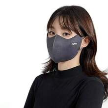 1pc Winter Warm Face Mask, Adjustable Ear Loop Windproof Reusable Face Cover, AMX Letter Print Solid Color Thermal Mask For Outdoor - Multicolor - View 2