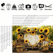 2D Multi-Functional Sunflower Rose Garden Photography Backdrop - Polyester Banner, Suitable For Home Decor, Birthdays, Anniversaries, And Other Occasions - A - View 4
