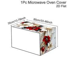 1pc Christmas Microwave Cover, Decorated With Red And White Poinsettia Pattern, Polyester Material Home Kitchen Microwave Dust Cover, Suitable For Holiday Kitchen Decoration And Appliance Protection, Seasonal Home Decor, Christmas Decoration, Christmas Gift - Multicolor - View 8