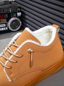 Men's Fashion Minimalist Casual Sports Skate Shoes, All-Season Cotton Sneakers - Brown - View 4