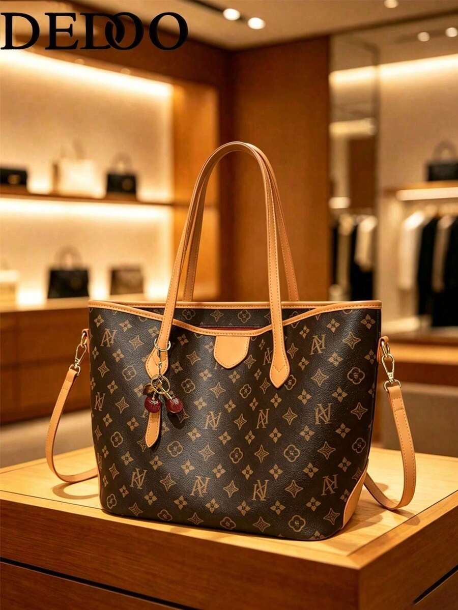 Dedoo FashionStyle Luxury Shoulder Handbag,Large Capacity Office School Bookbag For College Campus Girlfriend Gift For ShoppingDating,With Cherry Pendant