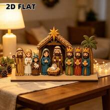 2D Flat, Christmas Eve, Decorative Sign, Party Decoration, Perfect Holiday Gift, Home, Religious Theme, Prayer, Desktop Office Ornament, Christmas, Halloween Decoration, Suitable For All Occasions, Vintage, Decorative Sign, Halloween Decoration, Halloween Home Decor, Halloween, Christmas Decoration - Upgraded Version - View 5