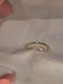1pc Sparkling Wing Ring For Women, Luxury Niche Design, High-End Fashion Elegant Elegant, Open Adjustable Finger Ring, Suitable For Daily Wear, Gatherings And Parties - Gold - View 5