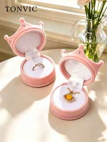 TONVIC Crown Ring Box Ring Necklace Gift Box 1PC/2PCS/6PCS - Pink - View 2