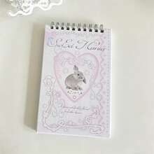 Colorful Romantic Narrow Notebook, Korean Style Collage Spiral Notebook, Sweet Vintage Lace Pattern Spiral Notebook, Rabbit & Crystal Ball Printed Planner Diary, Student Office Daily Writing Notebook - Multicolor - View 10