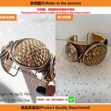 1件复洛克风格镶嵌水钻夸张手镯，多元素星形铆钉装饰木纹开口手镯 - 多色B - 查看 9