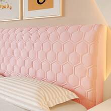 Sprei Kepala Ranjang Motif Heksagonal, Garis Vertikal Putih, Bahan Tebal, Desain Warna Polos, Anti Debu, Dapat Digunakan Sepanjang Musim, Bagian Belakang Elastis, Dapat Dilepas, Mudah Dibersihkan, Bahan Lembut dan Ramah Kulit - Berwarna merah muda - View 3