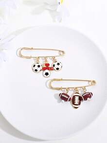 1pc/2pcs Sports Style Soccer & Football Pendant Brooch Backpack Pin Anti-Slip Collar Pin Waist-Cinching Clothing Accessory Gift For Sports Enthusiasts - Multicolor - View 10