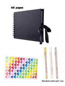 Black Anniversary Photo Album, Travel Journal, Various Check-In Records, Meaningful Notebook, Suitable For Wedding Guest Book And Anniversary Kraft Paper Photo Album, Family Photo Album - Suitable For Handmade Paper, Christmas Gift - Multicolor - View 9
