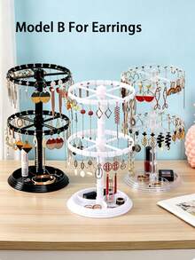 Multi-Functional Keychain Organizer Rack, 16-24 Hooks, 360° Rotating, Adjustable Height, Can Store Keychains, Jewelry, Brooches, Accessories, Capsule Toys, Desktop Decoration, Christmas, Valentine's Day, Back To School Gifts - Clear - View 10