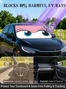 Funny Car Windshield Sun Shade, Cute Driving Animal Design, Heat Insulation Board, Front Window Car Sunshade, Windshield Blocker, UV Protection, Sedan Truck SUV Accessory, 59.06 In X 27.5 In - A - View 5