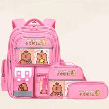 1 Set Fashion Capybara Large Capacity Backpack 3-Piece Set, Printed Design, Backpack + Crossbody Bag + Pencil Case, Back To School Essential, Multiple Colors Available, Perfect Gift For Capybara Lovers - Sets - View 8