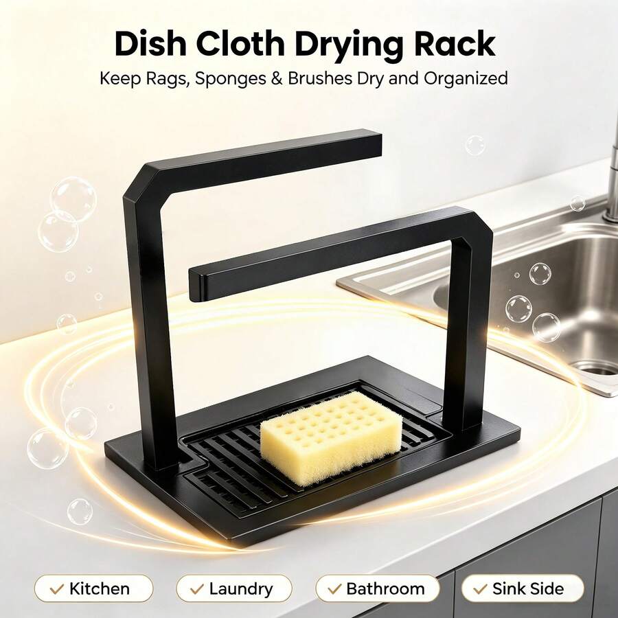 Dish Cloth Drying Rack, Multifunctional Storage Organizer With Drip Tray, Sponge Holder And Brush Stand, Space-Saving Countertop Storage For Dish Cloths, Cleaning Brushes, Cleaning Tools, Suitable For Kitchen, Laundry Room, Bathroom And Sink Area - Dish Drying Rack - View 1