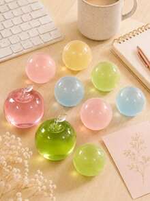 somoving Transparent Round Fidget Squeeze Toy, Slow‑Rebound Fluffy Squishy‑Plush, Soft Smooth Odorless Design, Elastic Non‑Sticky Stretchable Durable Play Toy, Cute Desk Stress Relief Squeeze Gift For Teen Girls, Office Relaxation Accessory - Multicolor - View 3