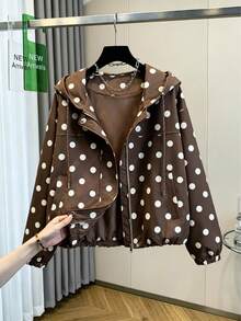 Autumn New Women's Vintage Romantic Polka Dot Jacket, Casual Fashion Versatile Loose Comfortable, Daily Commute, Vacation, Preppy Style - Brownish White - View 15