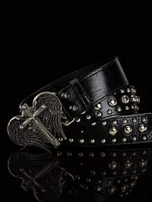 1pc Punk Y2K Rock Style Guitar Buckle Black Rivet Women's Belt, Suitable For Long Skirts, Jeans, Parties, Christmas - Guitar Black - View 26