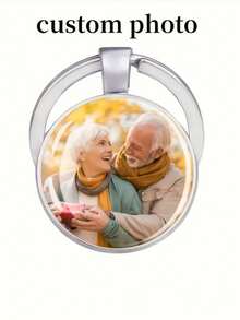 1PC Customized Engraved Photo Keychain - Fashionable Stainless Steel Round Pendant With Wooden Base, Ideal And Perfect Graduation Gift And Memory Keepsake, Suitable For Friends, Couples And Pets - Single Pack, Personalized Gift Item | Customizable Keychain | Durable Zinc Alloy, Keychain Gift Suitable For Men And Women, Christmas, Halloween Gifts - Multicolor 3 - View 3