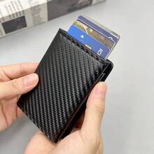 1 قطعة محفظة بطاقات بسيطة وقابلة للحمل مضادة للسرقة بتقنية RFID بنمط ألياف الكربون مضادة لإزالة المغناطيسية مع محفظة ألومنيوم قابلة للانبثاق - متعدد الألوان - مشاهدة 10