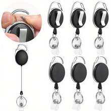 1pc High-Quality Retractable Badge Holder, 360° Rotating, With Belt/Carabiner, Built-In Nylon Cord, Key Ring, Snap Button And PVC Lanyard - Perfect For Organizing Multiple IDs, Cards, Tickets And Cash. Car Accessory, Cute Gothic Y2K Halloween Accessory, Teacher's Day Gift. - Multicolor - View 10