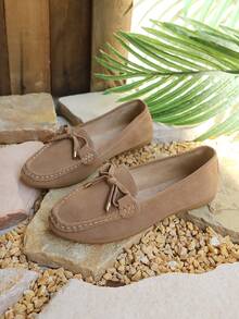 Women's New Flat Soft Sole Comfortable Breathable Non-Slip Versatile Ballet Shoes Fashion Bow Knot Spring Autumn - Khaki - View 3
