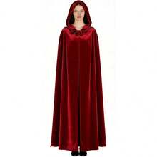 Halloween 1pc Black Witch Velvet Cloak 185CM & 90CM Halloween Hooded Cape Queen Party Performance Long Robe Shawl Costume, Suitable For Various Festivals, Witch, Devil, Vampire, Gold Velvet Long Robe Shawl Renaissance Medieval Costume Accessory Prop - Multicolor - View 11