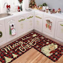 1/2/3pcs Christmas Theme Kitchen Rug, Flannel Kitchen Mat, Comfortable Soft Absorbent Non-Slip Machine Washable With Anti-Slip Backing, Multi-Functional Home Mat For Doorway, Living Room, Bedroom, Kitchen, Dining Room, Bathroom, Laundry Room, Patio, Entryway, Christmas Holiday Decor - Multicolor - View 7