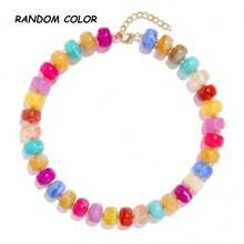 Colorful Chunky Bead Necklace, Acrylic Colorful Beaded Personalized Necklace, Adjustable Summer Beach Jewelry Gift, For Women. - Color - View 6