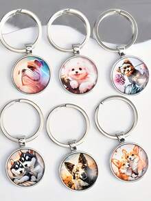 1PC Customized Engraved Photo Keychain - Fashionable Stainless Steel Round Pendant With Wooden Base, Ideal And Perfect Graduation Gift And Memory Keepsake, Suitable For Friends, Couples And Pets - Single Pack, Personalized Gift Item | Customizable Keychain | Durable Zinc Alloy, Keychain Gift Suitable For Men And Women, Christmas, Halloween Gifts - Multicolor 3 - View 2