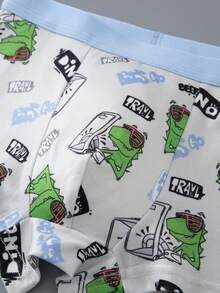 4 piezas/Paquete Calzoncillos tipo bóxer cómodos y suaves con estampado de dibujos animados para niños pequeños - Multicolor - Ver 7