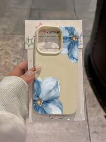 1件 白色斜紋金鑲藍花極簡個性化 TPU 防震全包手機殼，適用於 Apple 18 17 16 15 14 13 12 11 Pro Max Air 及系列 - 彩色 - 查看 3