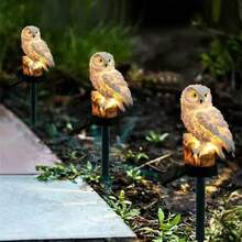 Solar Powered Owl Lawn Light, Resin Realistic Craft Outdoor Glowing Decorative Light, Garden Landscape Light, Light-Control Sensor Ground Stake Light, Animal Model Landscape Light, Holiday Atmosphere Light - Resin Owl Lawn Light - View 6