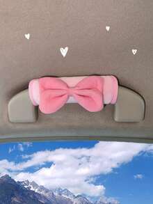 2pcs Cute Bow Plush Car Roof Handle Covers, Soft Grip Handle Protector, Car Interior Decoration Accessories - Multicolor - View 3
