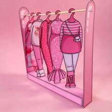 Pink Girls Dress-Up Wardrobe Quiet Book DIY Handmade Set, Doll Outfit Change Role Play Game, Princess Housekeeping Educational Craft Toy, Birthday Holiday Gift - Multicolor - View 5