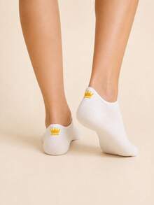 5pairs Butterfly & Floral Pattern Invisible Socks - White - View 6