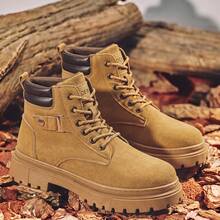 Vintage Distressed Suede Men's High-Top Ankle Boots Thick Sole Durable Lace-Up Street Style Versatile Men's Boots - Khaki - View 7