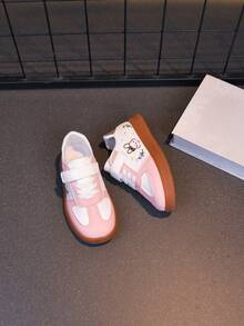 Girls' Pink & White Rabbit Embroidery Casual Sneakers, Hook & Loop Non-Slip Soft Sole Kids' Sports Shoes, Versatile For Spring & Autumn - Pink - View 8