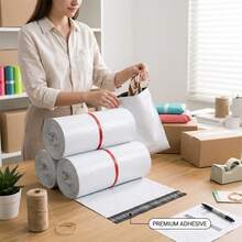 1/30/100pcs Roll White Polyethylene Courier Bags, Heavy Duty Opaque Self-Sealing Mailers, Waterproof Shipping Envelopes, E-Commerce Clothing Packaging Bags, Suitable For Small Business Logistics Packaging - A-White - View 9