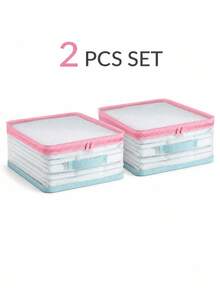 8PCS Large Capacity Clear Mesh Storage Bins With Zipper Lid & Handles, Foldable Closet Organizer For Clothes, Quilts, Blankets, Bed Sheets And Linens, Dustproof Home Storage Solution - Clear - View 15