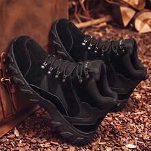 Vintage Style Men's High-Top Casual Boots Lace-Up Thick Sole Design Multi-Color Options Daily Commute Shoes - Black - View 4