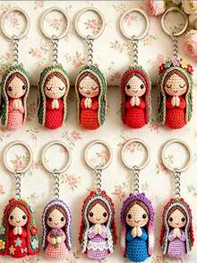 10pcs 2D Acrylic Virgin Mary Keychain Set, Unisex Backpack Pendant & Car Keychain, Couple Commemorative Charm, Blessing & Grace Believer Gift, Suitable For Daily Use, Holidays, Religious Commemoration, Ramadan, Party, Baptism, Wedding And Church Events - Multicolor - View 3