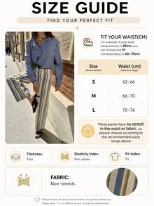 Women Fall Fashion Elegant Casual Striped Straight Leg Long Pants For Office Going Out Vacation - Multicolor - View 3