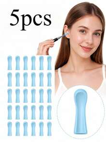 5-10-30pcs Visual Ear Pick Silicone Covers, Blue Replacement Ear Scraper Heads, Universal Soft Silicone Ear Cleaning Accessories, Reusable Visual Ear Cleaning Tool Covers - Blue - View 6