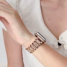 適用於 Apple 玫瑰金水鑽錶帶，時尚金屬錶帶，相容 38mm、40mm、41mm、42mm、44mm、45mm、46mm、49mm 機型，I-Watch Ultra 2/1 Series 10/9/8/7/6/5/4/3/2/1 SE 智慧手錶錶帶配件 - 玫瑰金 - 查看 13