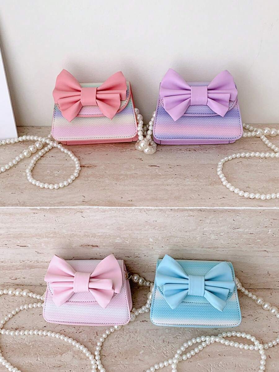 1pc Girls Bow PU Magnetic Closure Fashion Crossbody Bag Suitable For All Seasons Daily Use