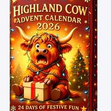 Highland Cow Advent Calendar 2026 3D Handmade Highla, New Year Gift, Birthday Gift, Christmas Gift, Halloween Gift, Perfect Gift, Gift - Multicolor - View 3